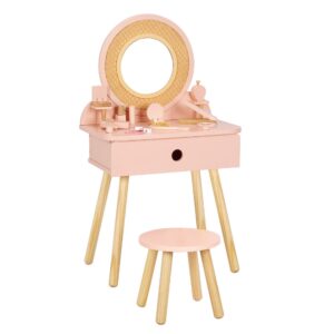 TookyToy - Wooden Dressing Table Role Play Kids with Accesories - 11 Pieces