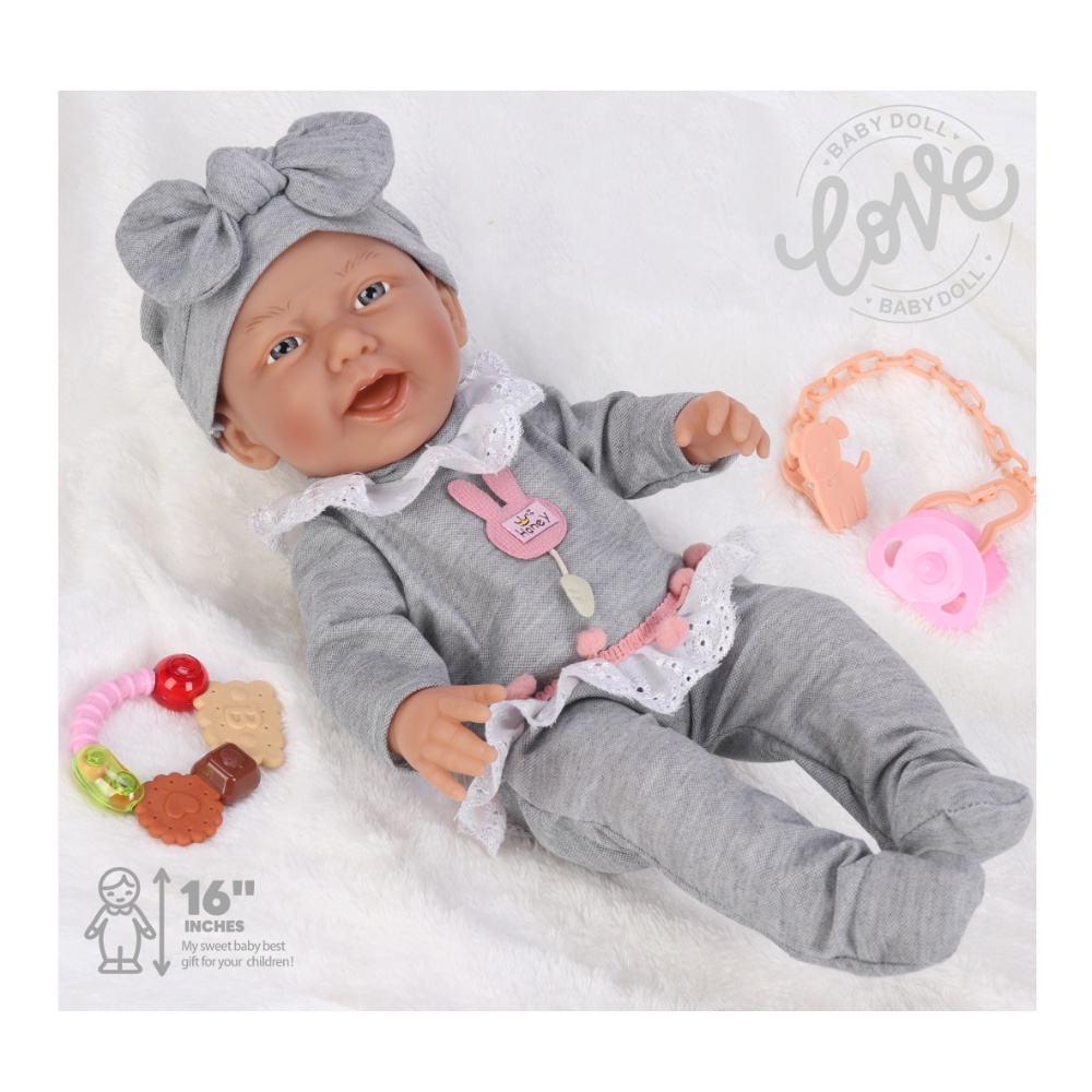 Baby Doll with Vinyl Body, Pacifier & Rattle - 40cm - Image 4