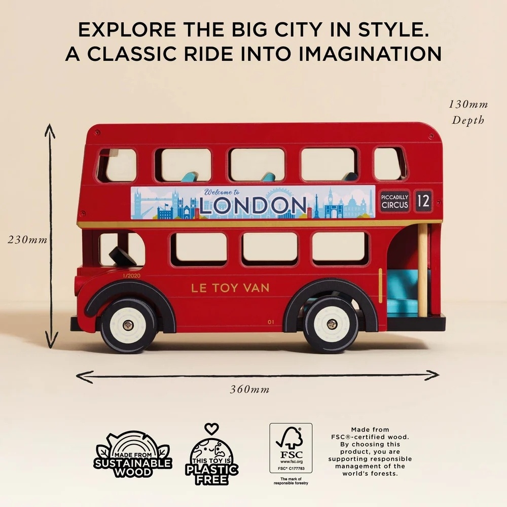 Le Toy Van - London Wooden Toy Bus - Image 4