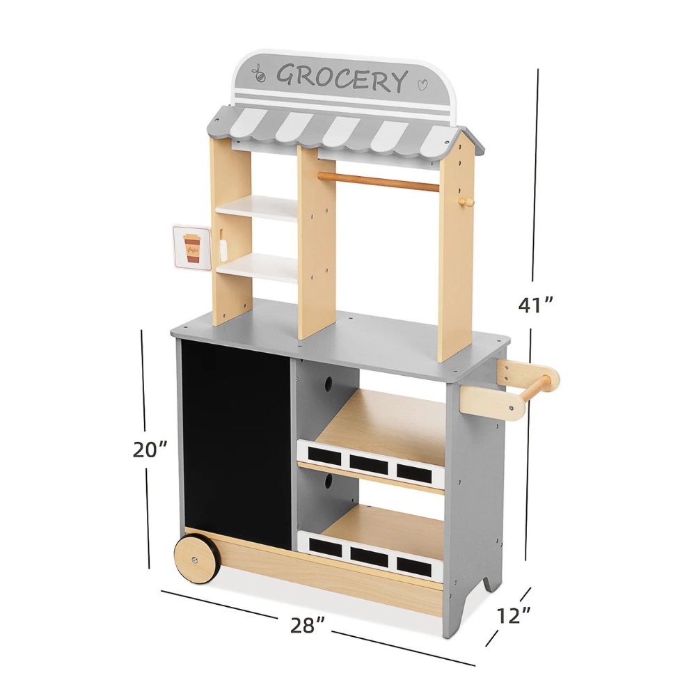 TookyToy - Pretend Play Wooden Grocery Store Playset with Accessories - Image 6