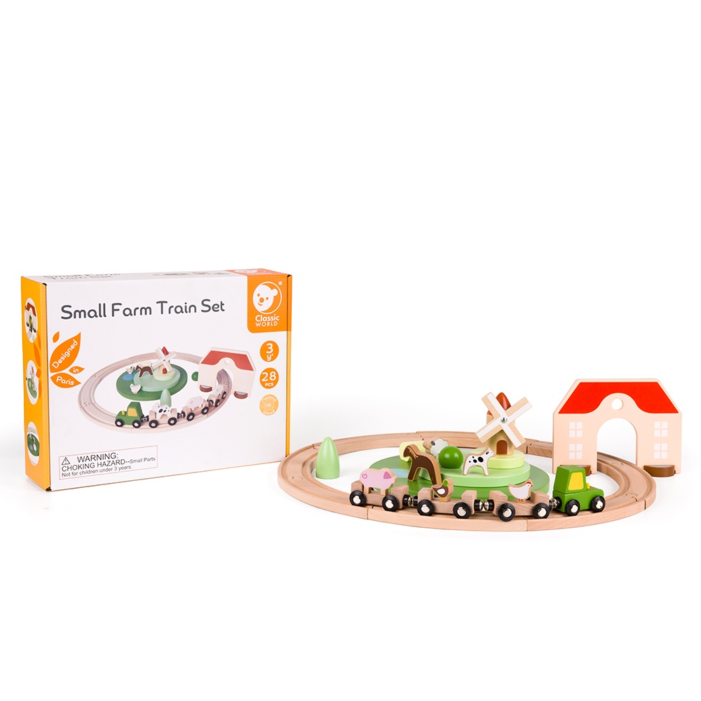 Classic World - Pretend & Play - Wooden Train Set - Small Farm - 28pcs - Image 8