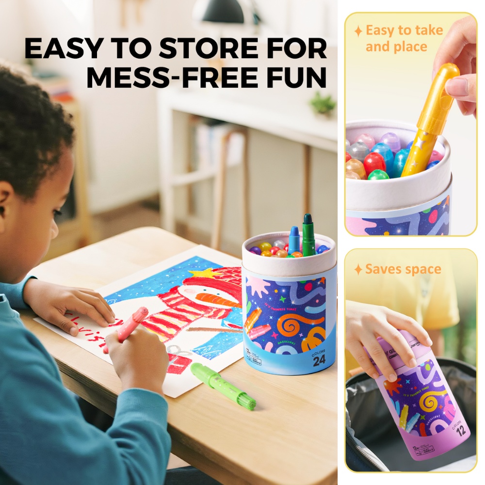 Jar Meló - Twistable Washable Glitter Crayons - 12 Colours - Image 3