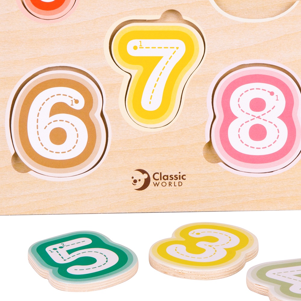 Classic World - Numbers & Fruit - Counting & Tracing Wooden Puzzle - 10pcs - Image 5