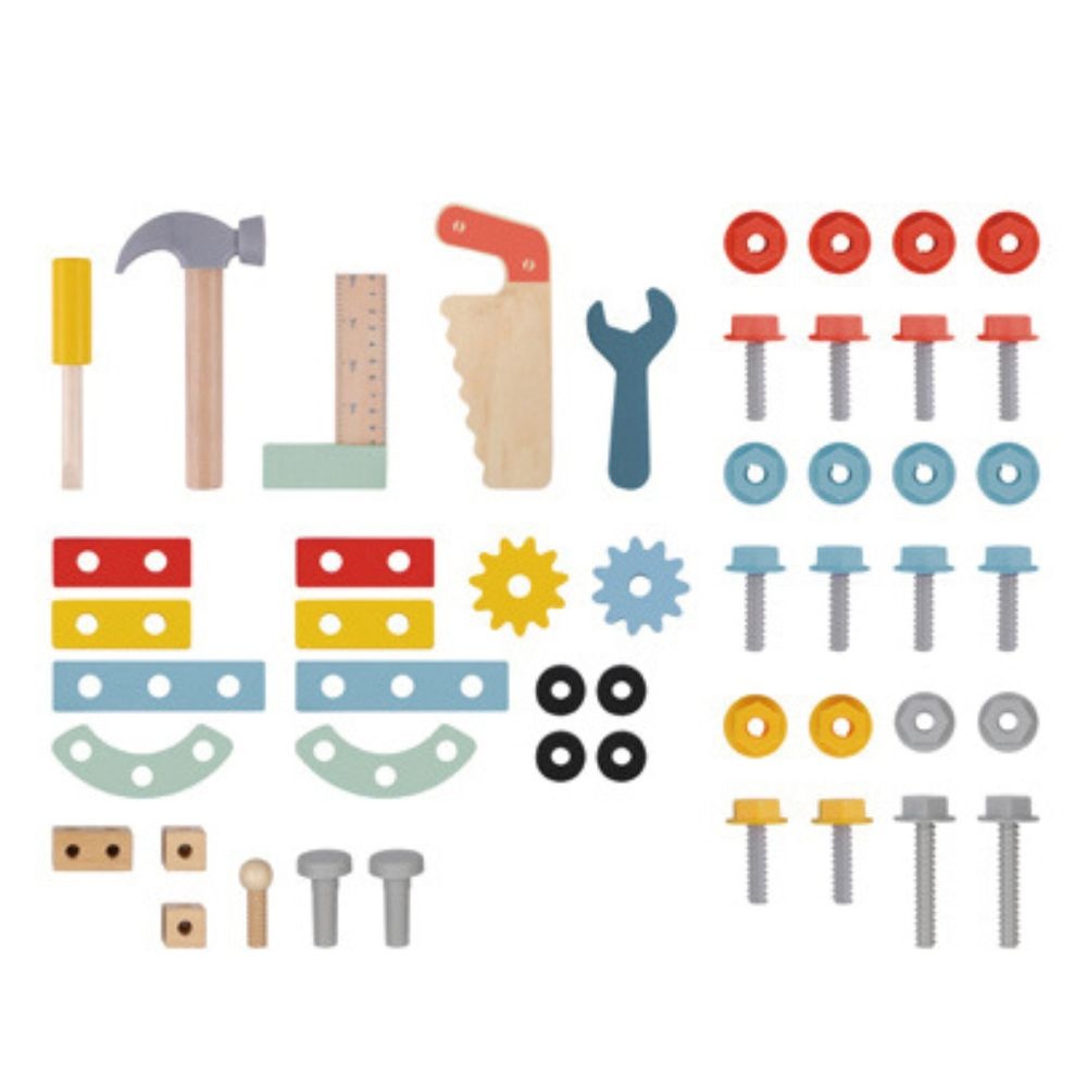 TookyToy - 2-in-1 Wooden Tool Bench & Baby Walker - 46 Pieces - Image 6