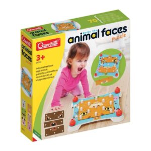 Quercetti - Guess the Animal Faces Puzzle - Memory & Recognition Game for Toddlers