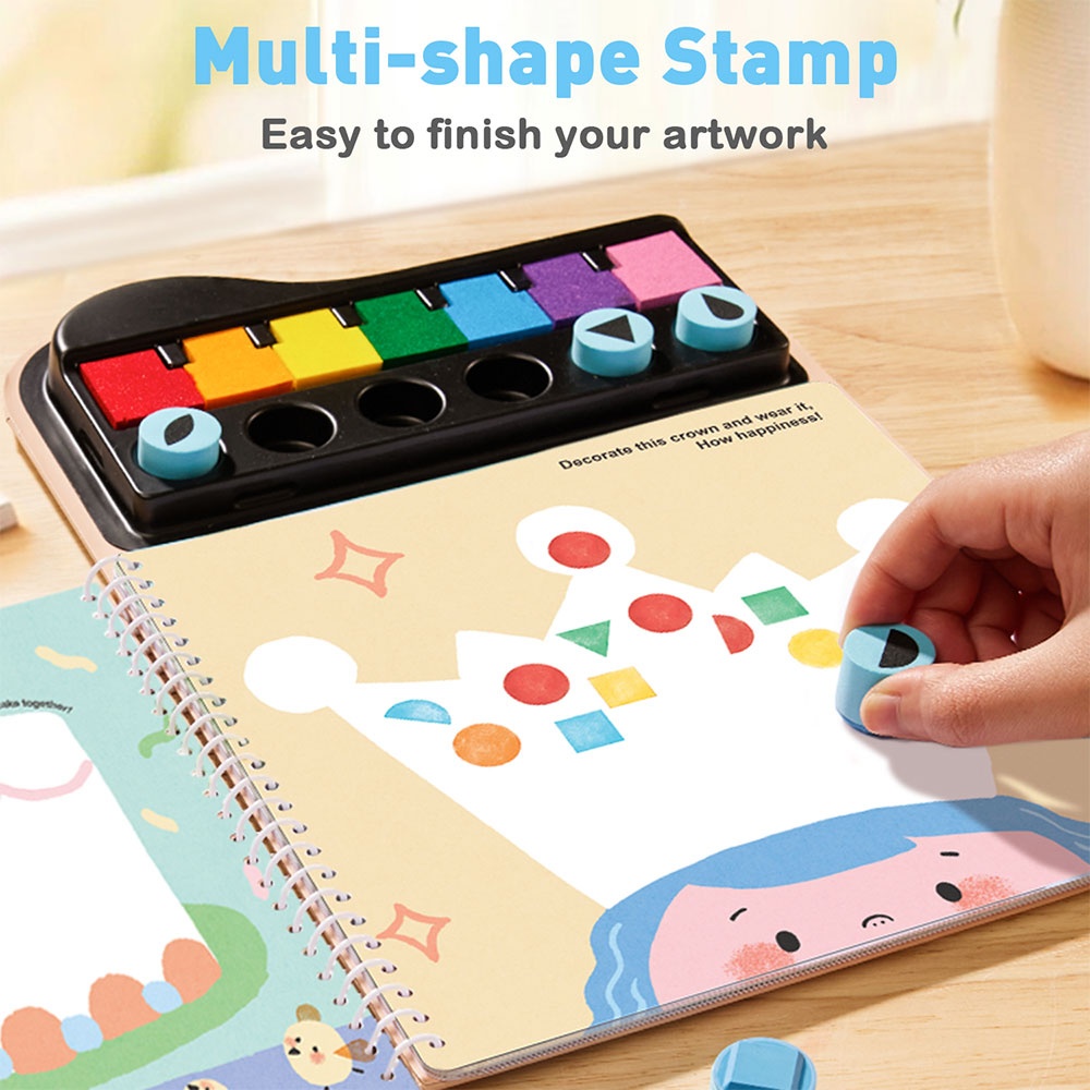 Jar Meló - Finger Paint Stamp Book - Colouring Activity with 6 Stamps & Paint Pads - Image 2