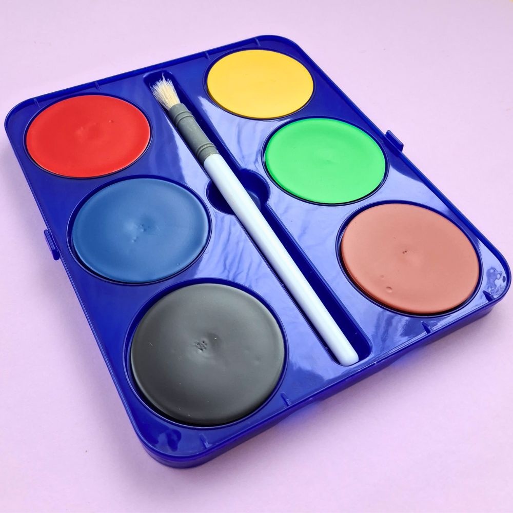 Toy Color - Watercolours Maxi - 6 Giant Colour Tablets with Brush - 55mm Size - Image 4