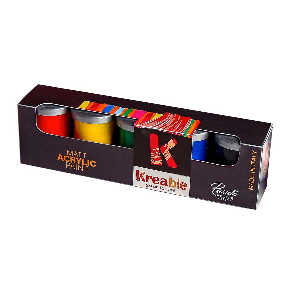 Toy Color Kreable - Matt Acrylic Paint Pots Set 5 x 25ml - Non-Toxic Water-Based Art Paint - Image 3