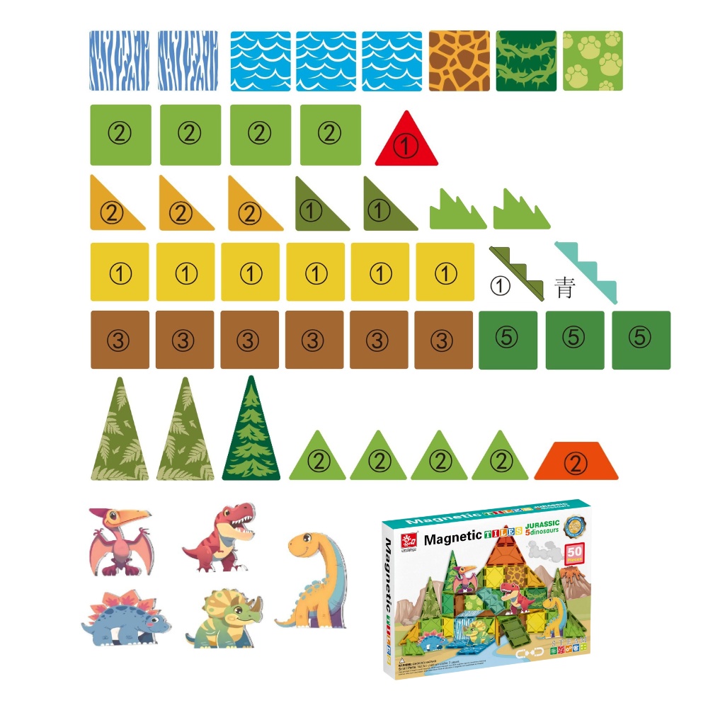 Magnetic Tiles - Dinosaur Set - 50 Pieces - Image 6