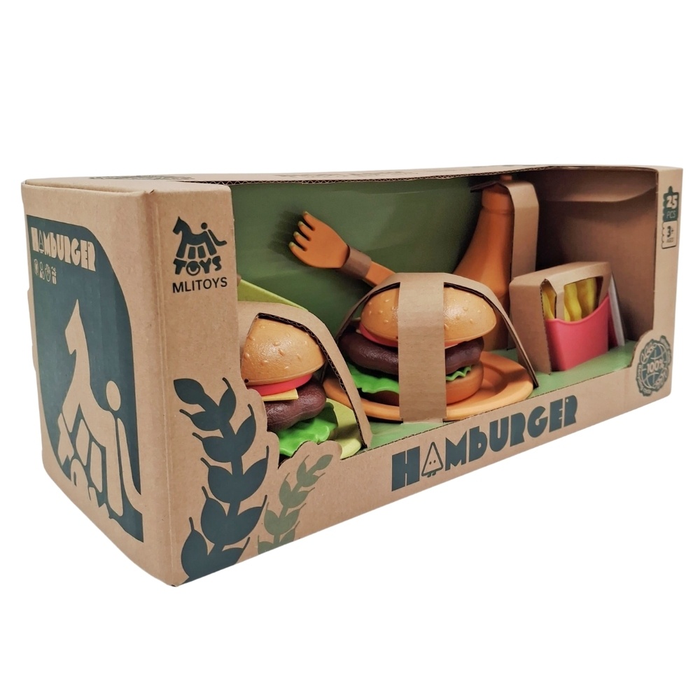 Mingli Toys - Pretend & Play Food - Hamburger Set - Eco-friendly - 25 Pieces - Image 4