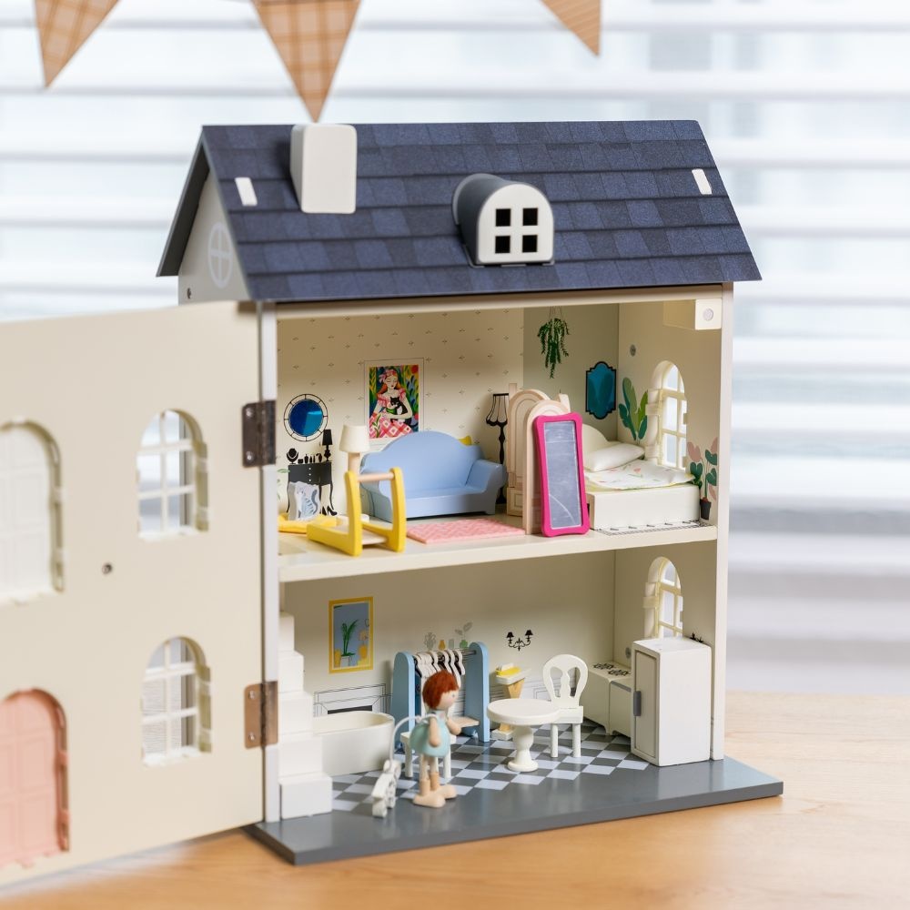Classic World - Pretend & Play - Vintage Wooden Dollhouse - Image 4