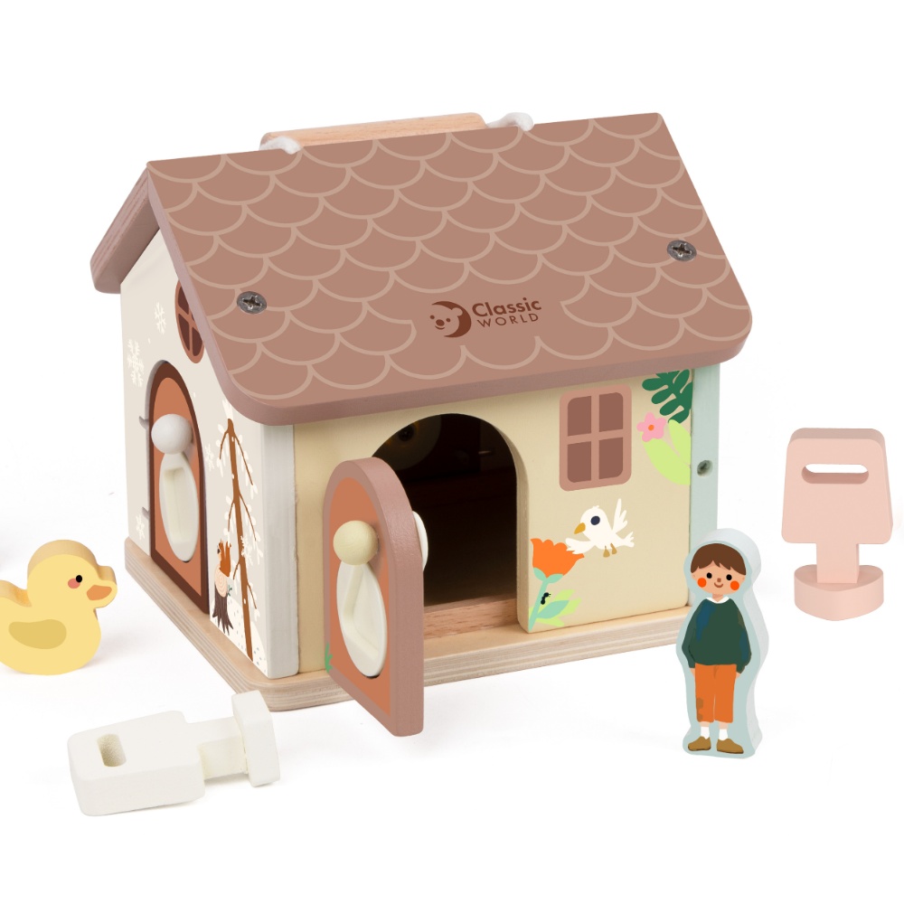 Classic World - Play & Learn - Wooden Locking House - Image 4