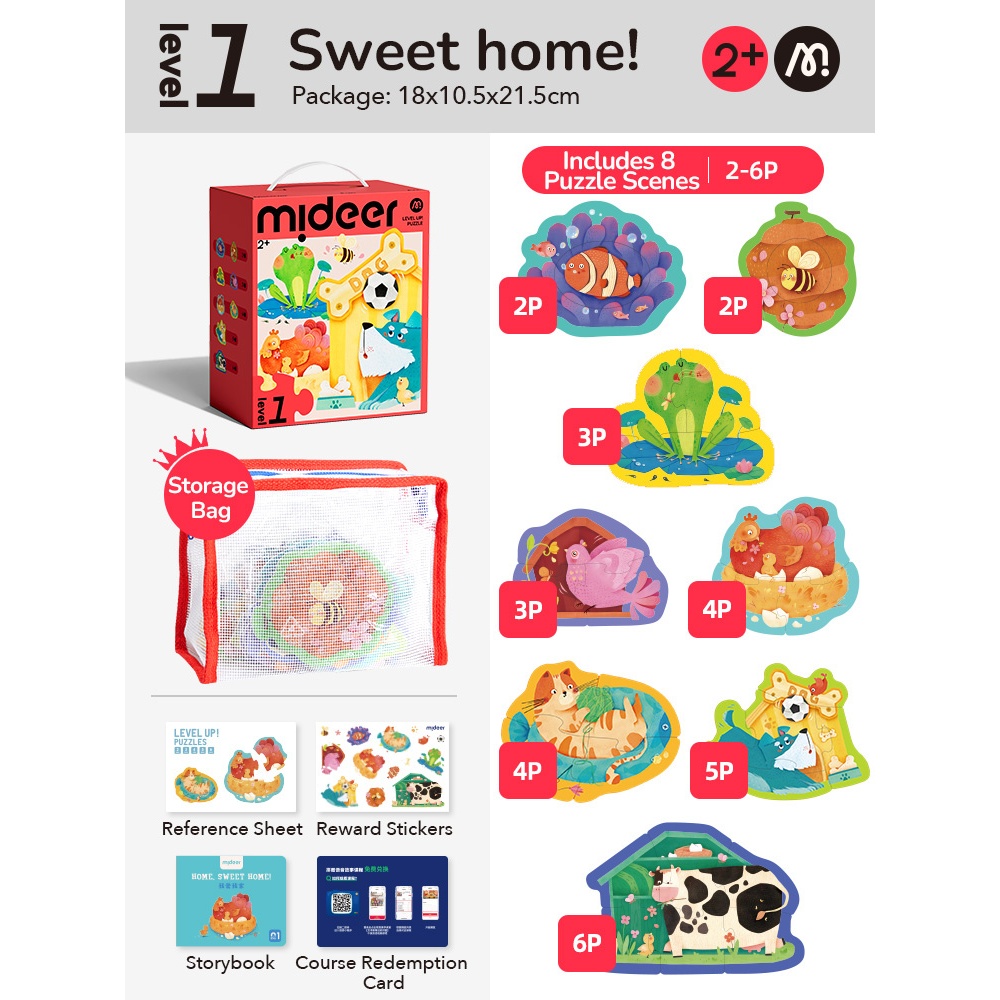Mideer - Level Up Jigsaw Puzzle for Kids- 8-in-1 - Level 1 Sweet Home - Image 2