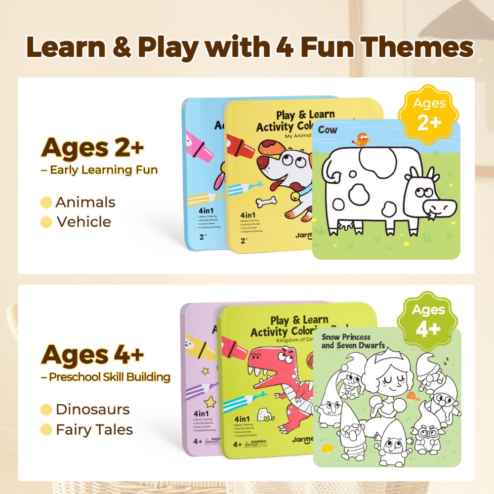 Jar Meló - Play & Learn Colouring Book Set: Vehicles & Animals - 2 Books 60 Pages - Image 2
