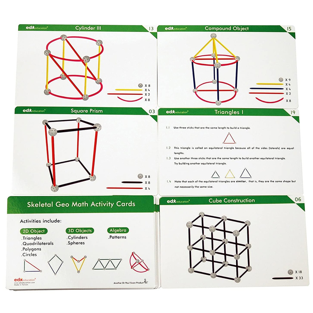 EDX Education - Activity Cards - Skeletal Geo -20pcs
