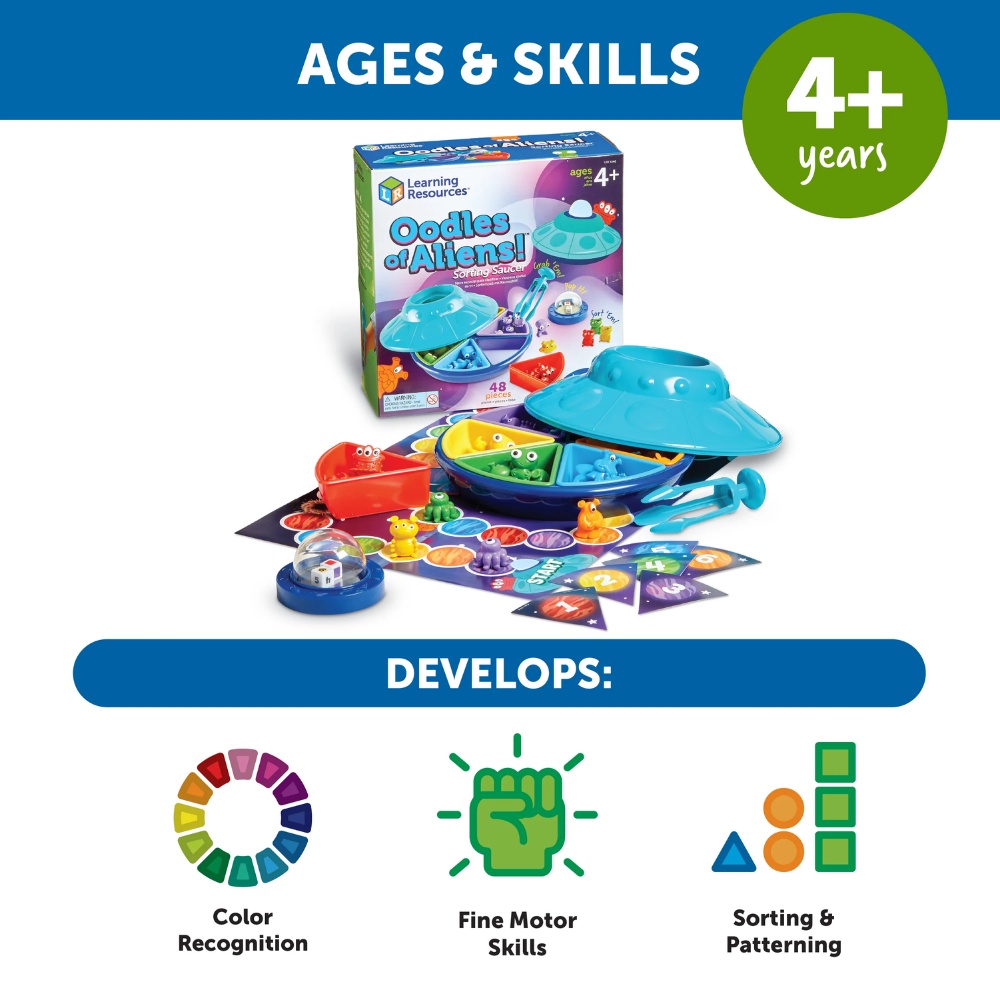 Learning Resources - Oodles of Aliens Sorting Saucer Fine Motor Toy for Toddlers - Image 6