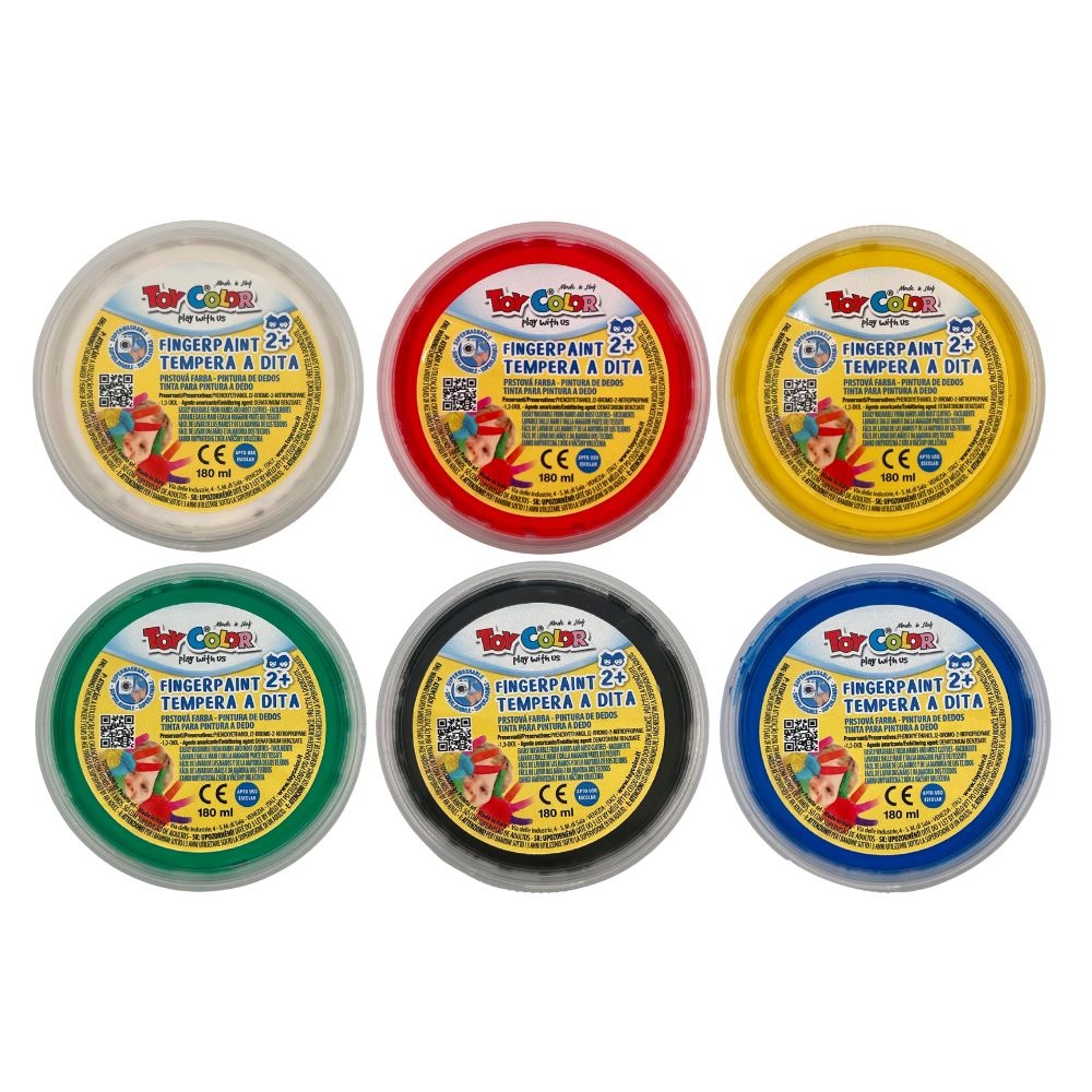 Toy Color - Superwashable Ready-Mix Non-Toxic Fingerpaint - 6 x 180ml Jars - Image 2