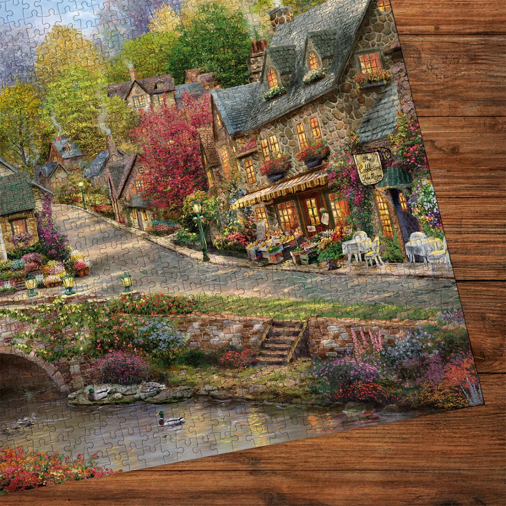 Gibsons - Thomas Kinkade: Summer in Cobblestone Village - 1000 Piece Jigsaw Puzzle - Image 4