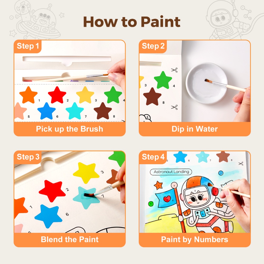 Jar Meló - Watercolour Painting Book - 20 Pages & Paint Brush - Space - Image 2