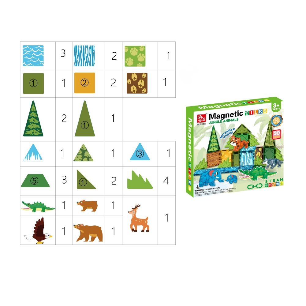 Magnetic Tiles - Forest Animals Set - 30 Pieces - Image 4
