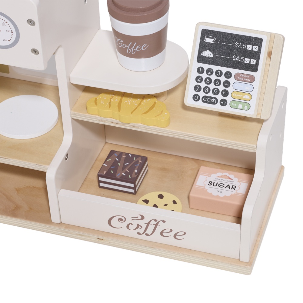 TookyToy - Pretend Play Wooden Cafe Coffe Shop Toy Set - 27 Pieces - Image 4