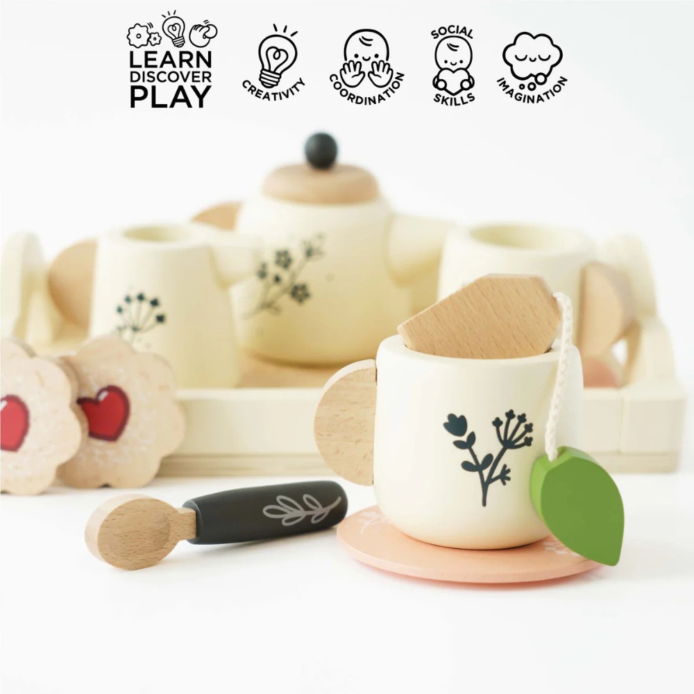 Le Toy Van - Wooden Tea Set & Tray - 12pcs - Image 3