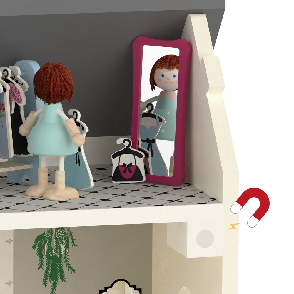 Classic World - Pretend & Play - Vintage Wooden Dollhouse - Image 6