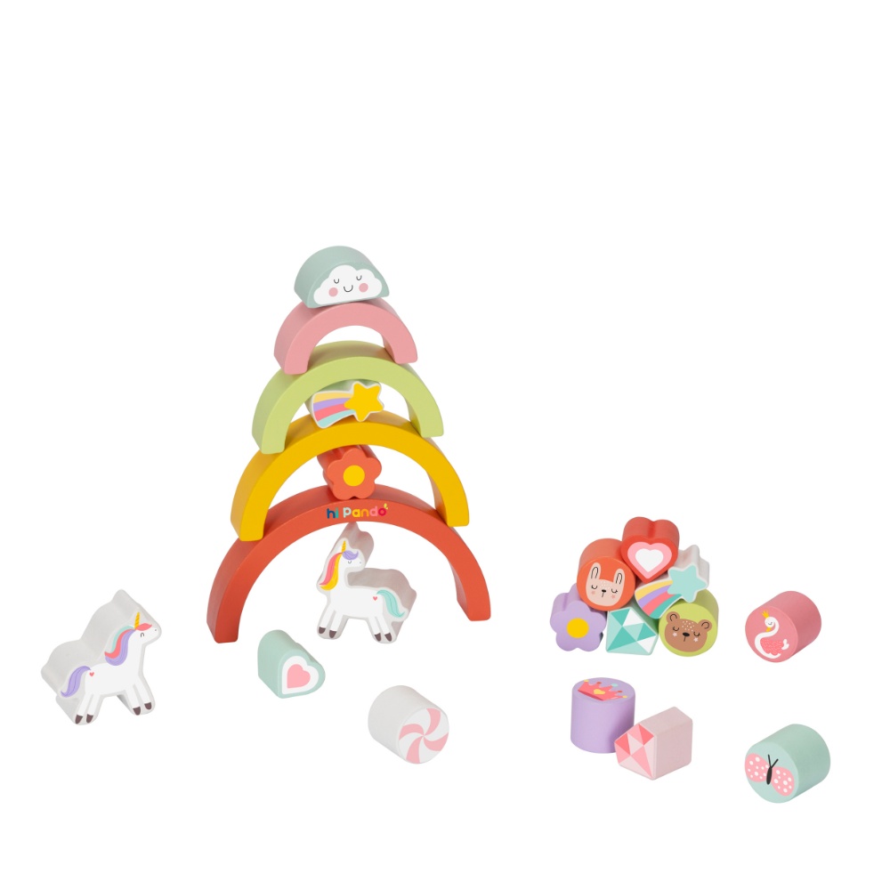 hi Pando - Wooden Balance Stacker - Unicorn Themed - 21pcs - Image 3