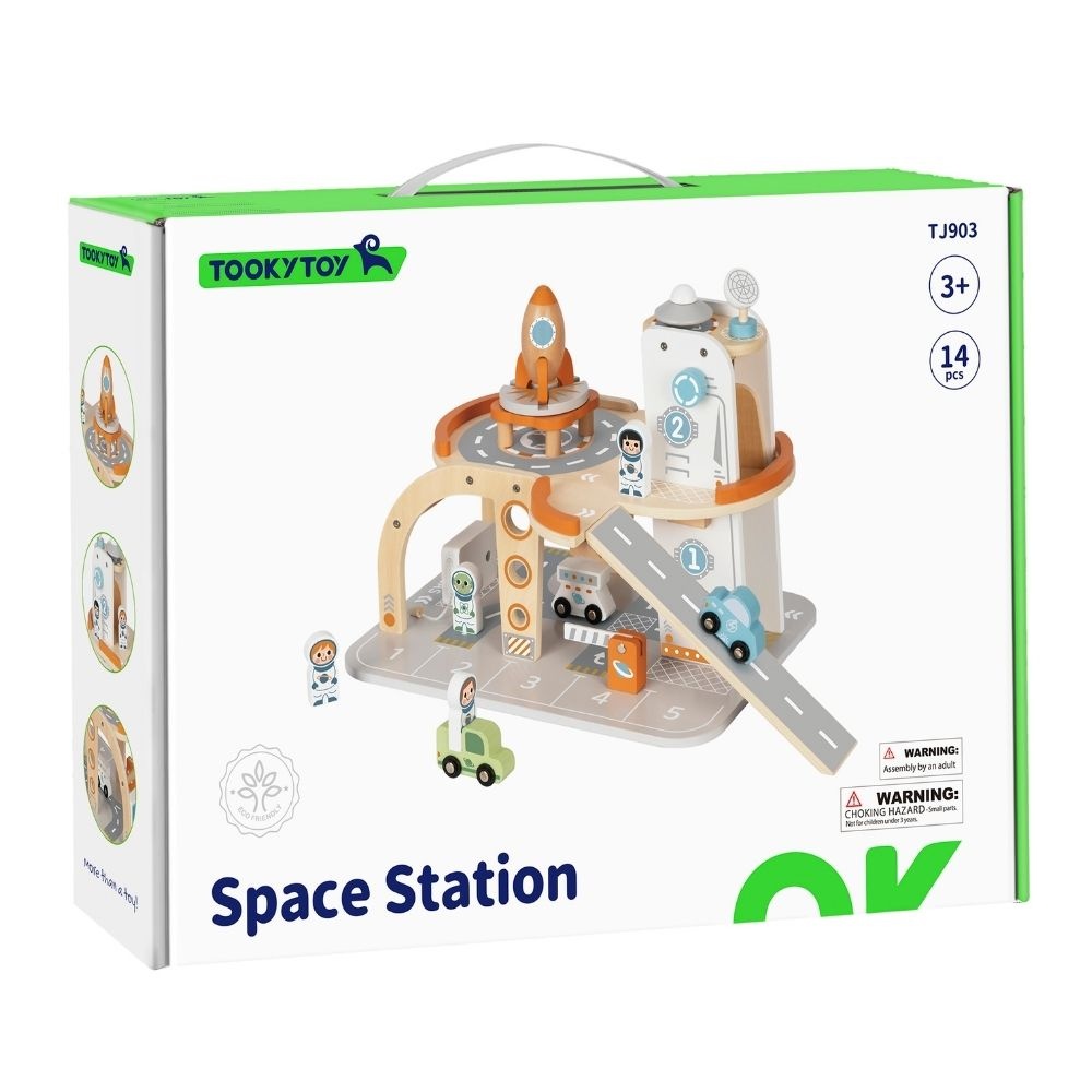 TookyToy - Pretend Play Wooden Space Station Toy Set - 14 Pieces - Image 8