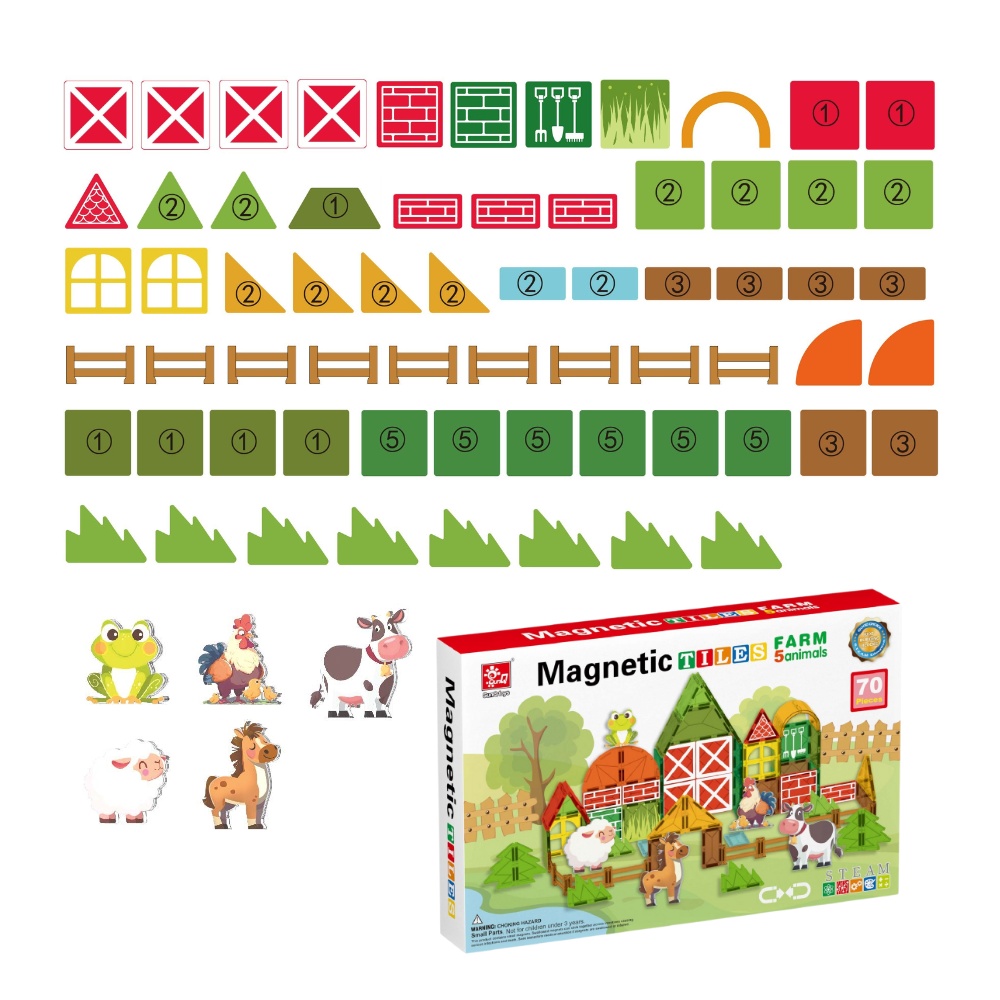 Magnetic Tiles - Farm Animals Set - 70 Pieces - Image 6