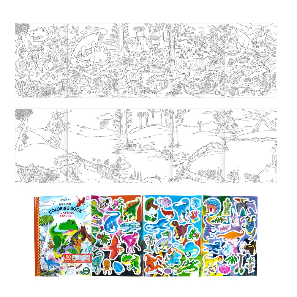 eeBoo - Fold-Out Colouring Book with Stickers - Dinosaurs Abound - Image 4