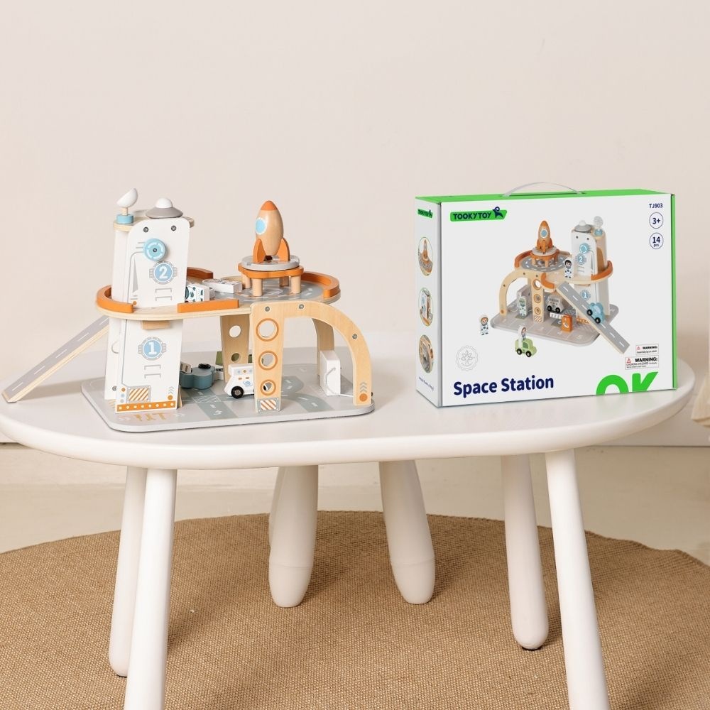 TookyToy - Pretend Play Wooden Space Station Toy Set - 14 Pieces - Image 3