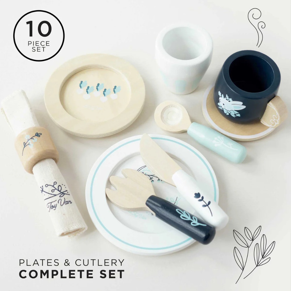 Le Toy Van - Wooden Cutlery & Dinner Set - 10pcs - Image 2