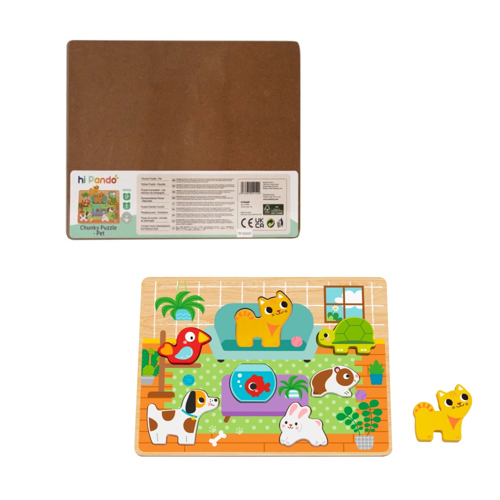 hi Pando - Chunky Wooden Puzzle - Pets - 8pcs - Image 4