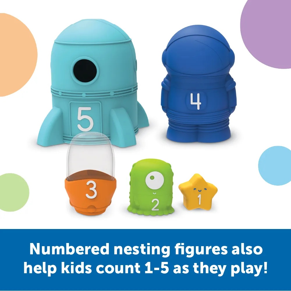 Learning Resources - Nesting Space Surprise Set: Rocket Fine Motor Sorting Toy for Toddlers - Image 3