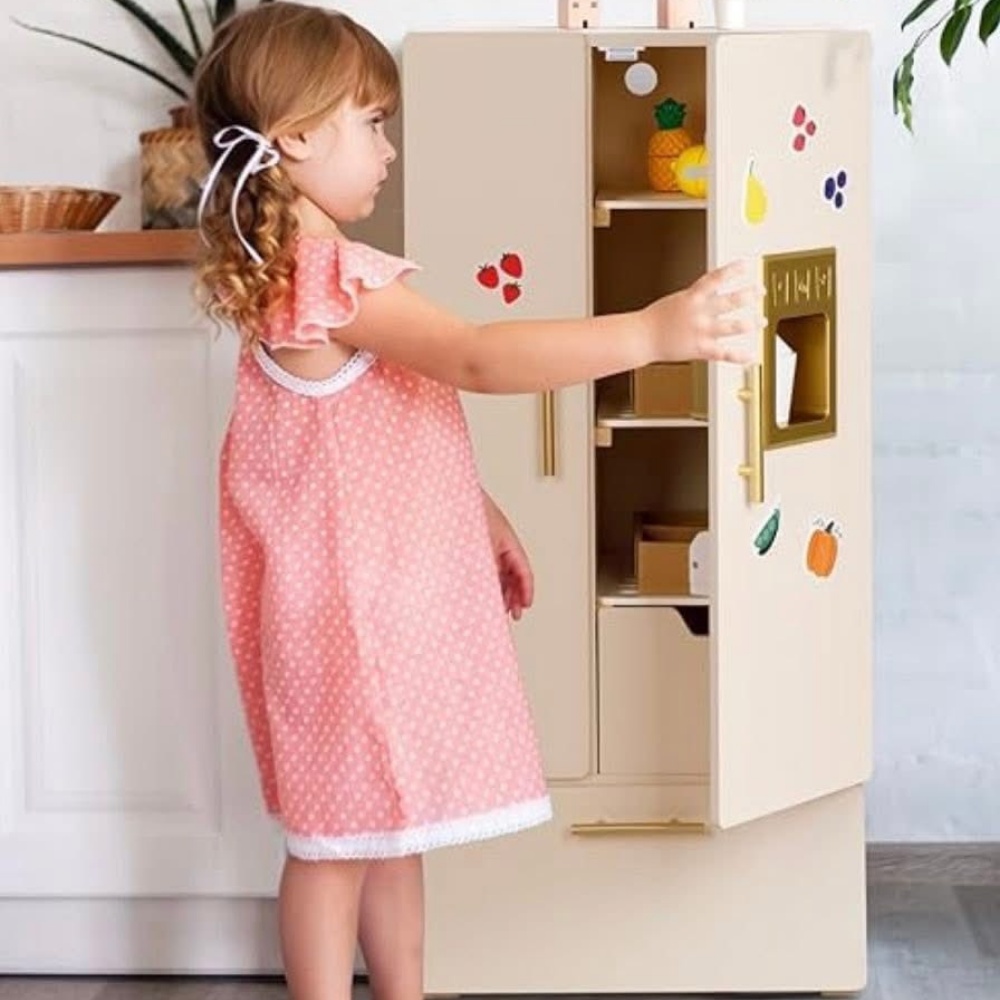 TookyToy - Pretend Play Wooden Fridge Toy Playset - Image 5