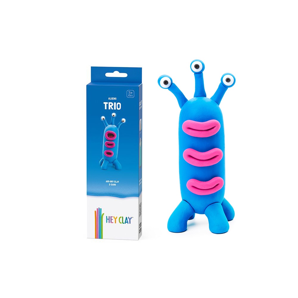Hey Clay - Modelling Air-Dry Clay with Fun Interactive App - Trio, series Aliens, 3 cans