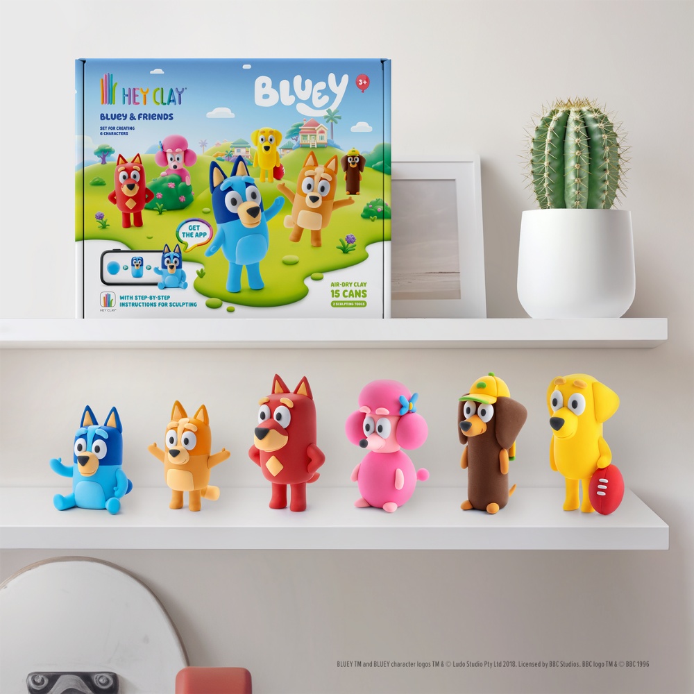 Hey Clay - Modelling Air-Dry Clay with Fun Interactive App - Bluey and Friends, 15 cans - Image 2