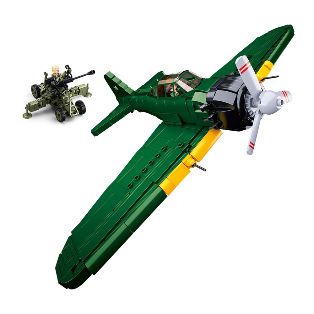 Sluban Building Set: WWII - A6M Zero Fighter Jet - 532pcs - Image 2