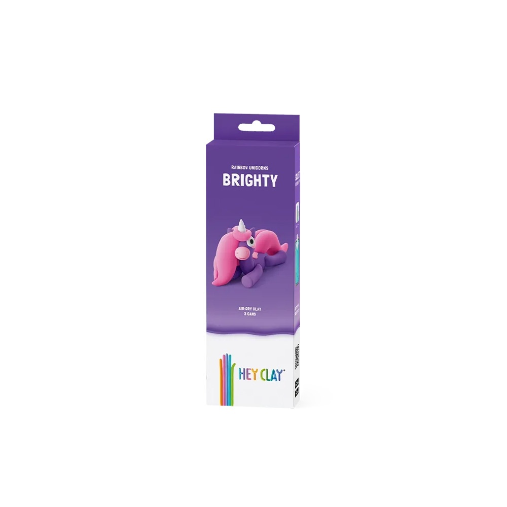 Hey Clay - Modelling Air-Dry Clay with Fun Interactive App - Brighty, Series Rainbow Unicorns, 3 cans - Image 5