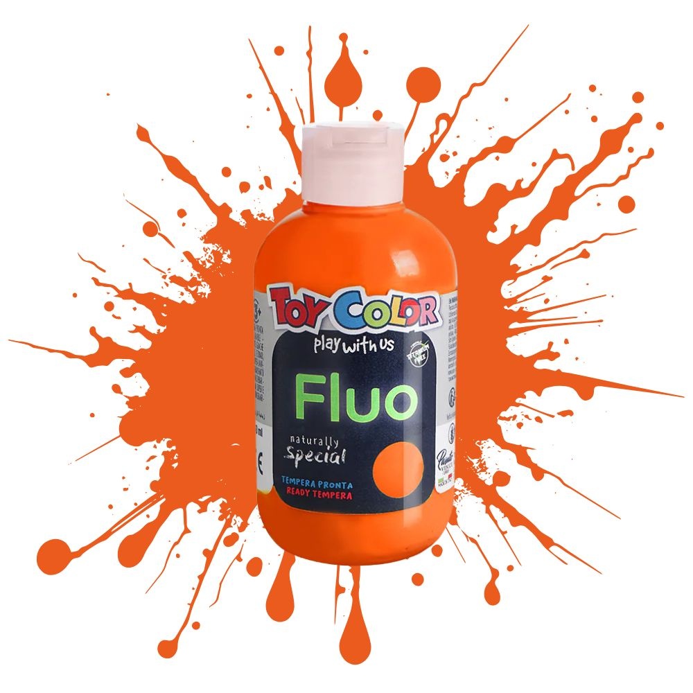 Toy Color - Superwashable Ready-Mix Tempera Paint for Kids - Fluorescent Shades - 4 x 250ml - Image 3