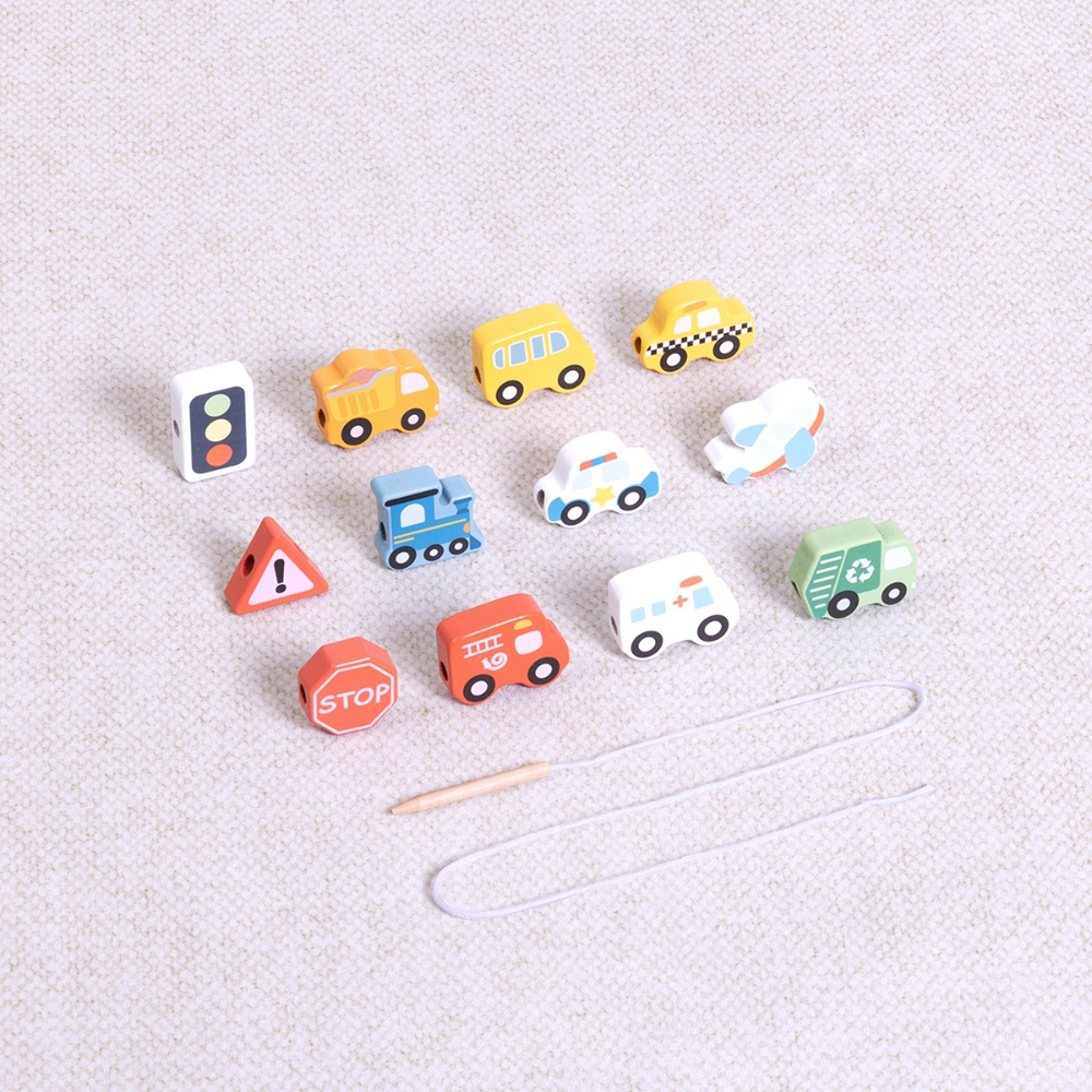 TookyToy - Fine Motor Wooden Lacing Blocks - Transport Set - 13 Pieces - Image 6
