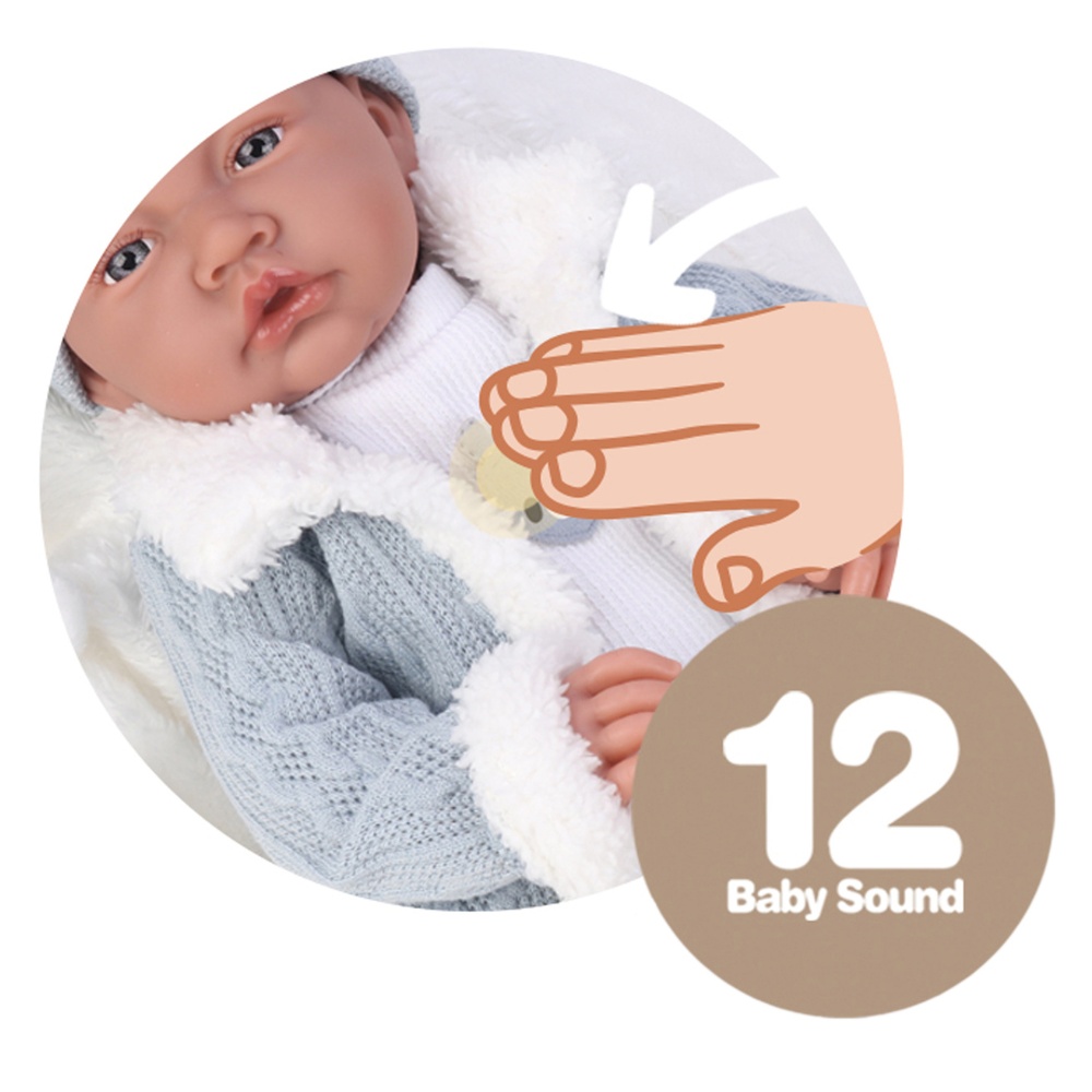 Baby Boy Doll with 12 Sounds - Soft Cotton Body - 40cm - Image 3