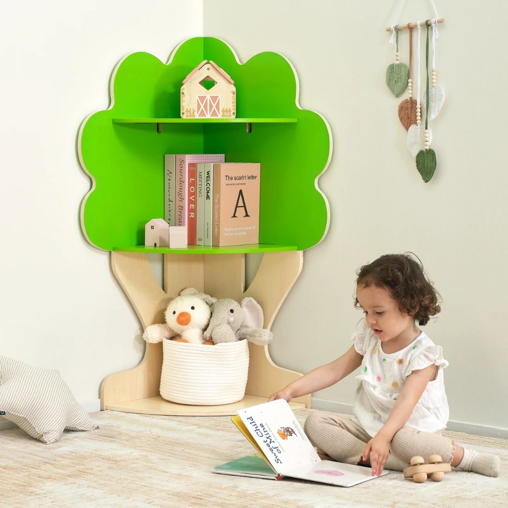 TookyToy - Tree Bookshelf for Kids Reading Nook, Corner Bookcase - Image 3