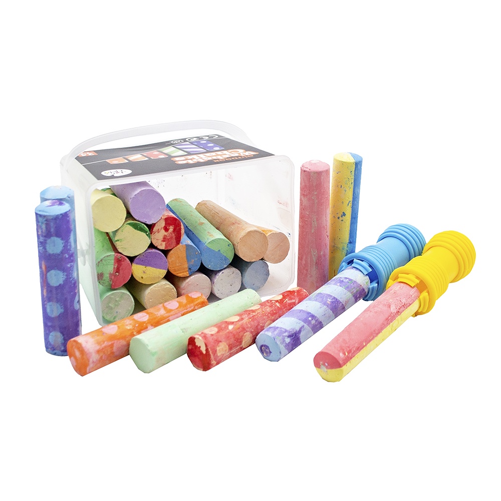 Jar Meló - Jumbo Sidewalk Chalk with Holders - 24 Colour Washable Kit - Image 5