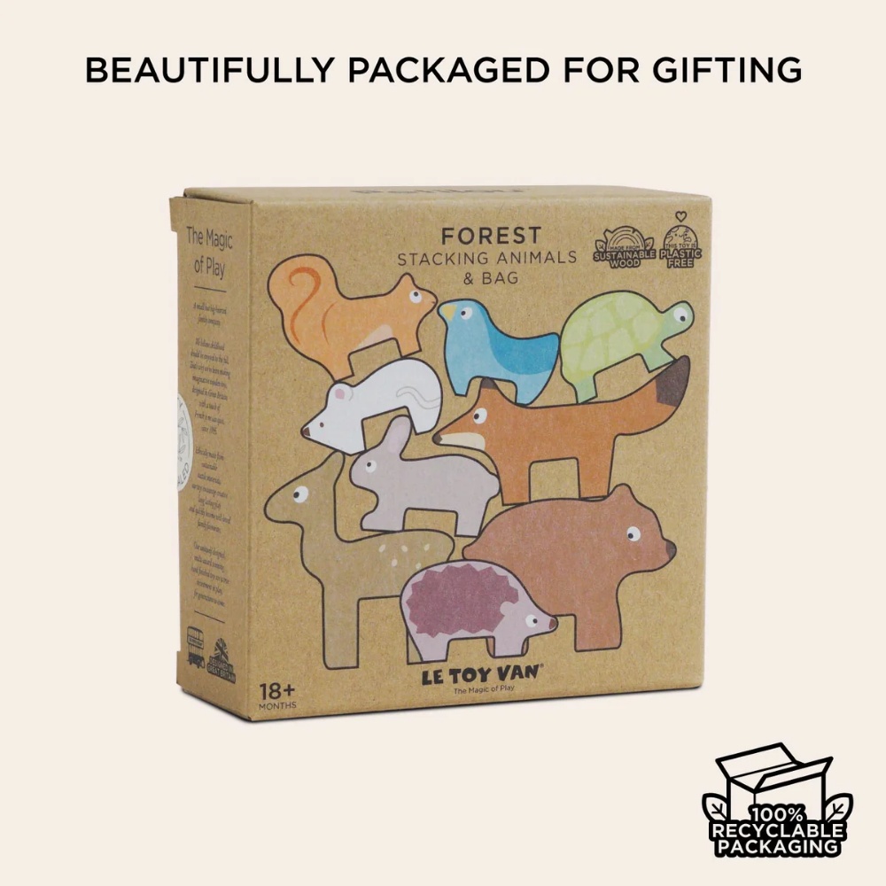 Le Toy Van - Wooden Woodland Stacking Forest Animals & Bag - 10pcs - Image 8