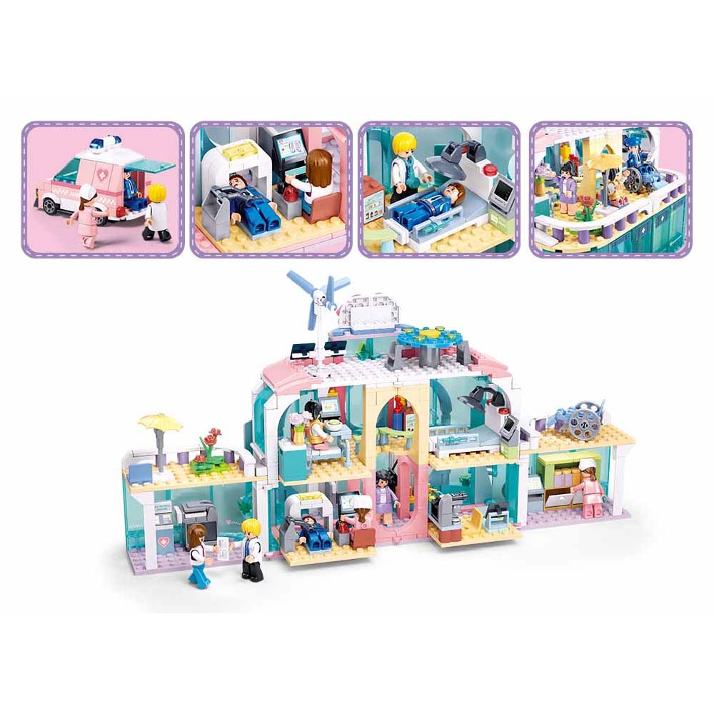 Sluban Building Set: Metropolis Pull Back - Dream City Hospital - 668 Pieces - Image 4