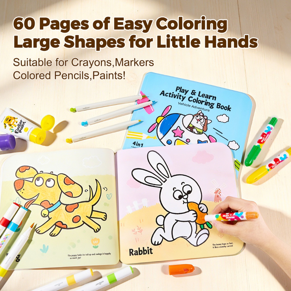 Jar Meló - Play & Learn Colouring Book Set: Vehicles & Animals - 2 Books 60 Pages - Image 4