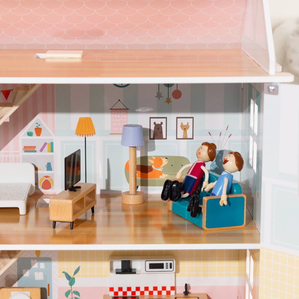 TookyToy - 2-Storey Wooden Doll House & Accessories - Image 4