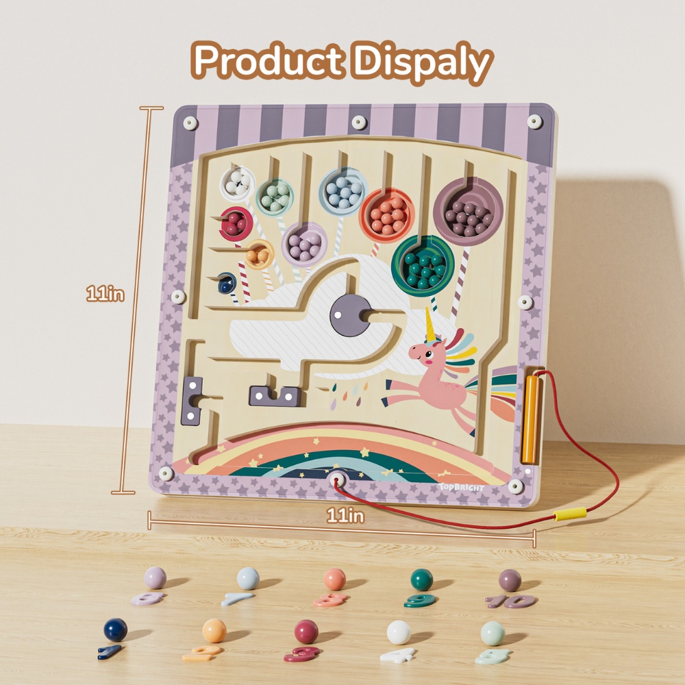TopBright - Wooden Unicorn Magnetic Maze - Colour Sorting & Matching - Image 9
